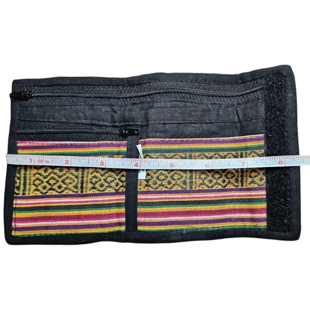 Vintage Oriental Brocade Trifold Silk Wallet Made In Nepal Embroidered Colorful